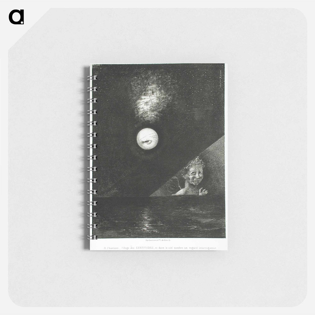 À Edgar Poe (À l'horizon l'Ange des Certitudes, et dans le ciel sombre, un regard intérrogateur) - オディロン ルドン Memo.