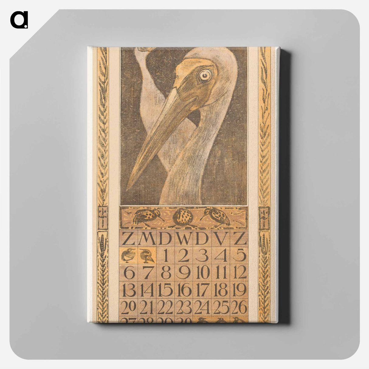 Kalenderblad september met twee vogels - Theo van Hoytema Canvas.