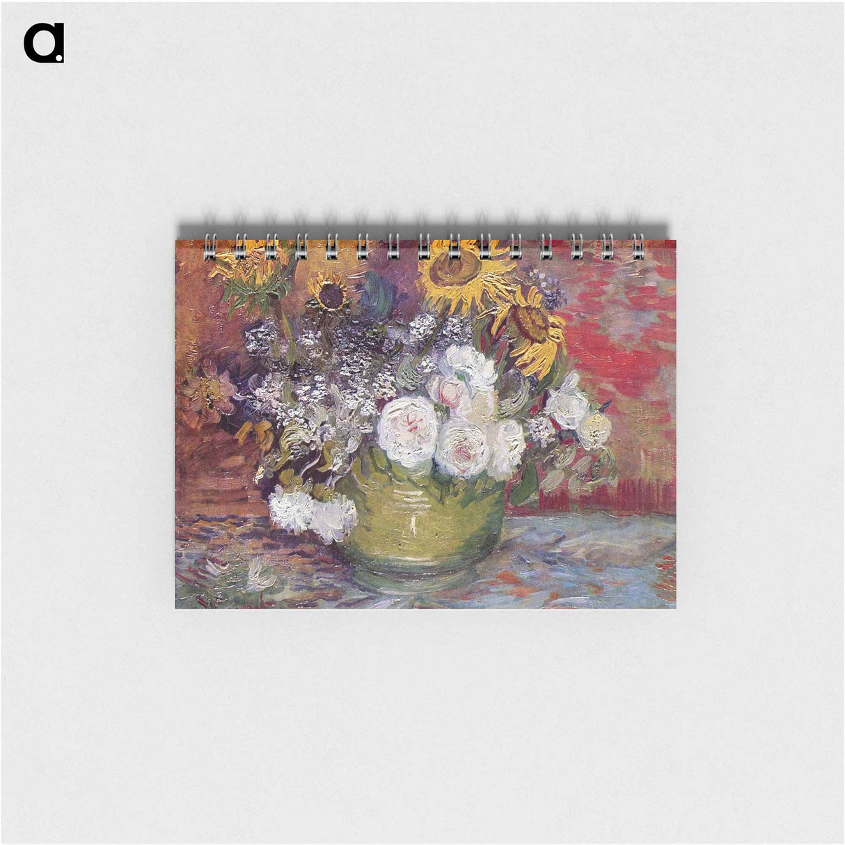 アートメモ帳-Bowl With Sunflowers Roses And Other Flowers - フィンセント ファン ゴッホ Memo.