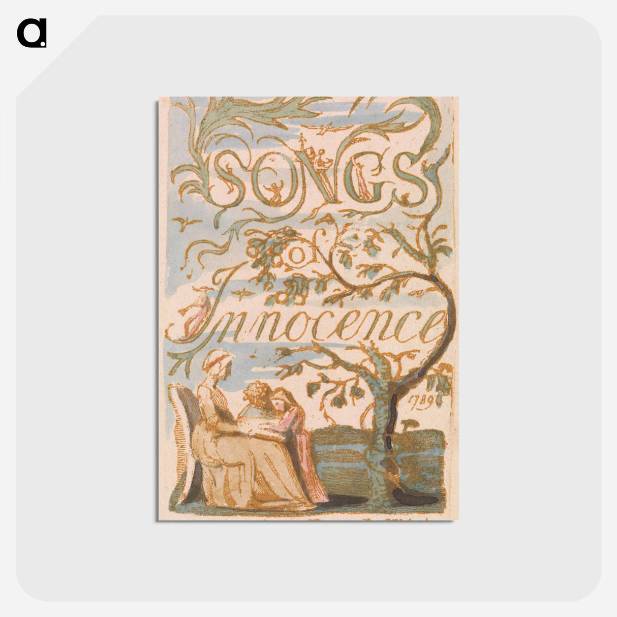 アートポストカード-Songs of Innocence, Plate 2, Title Page - ウィリアム ブレイク Postcard.