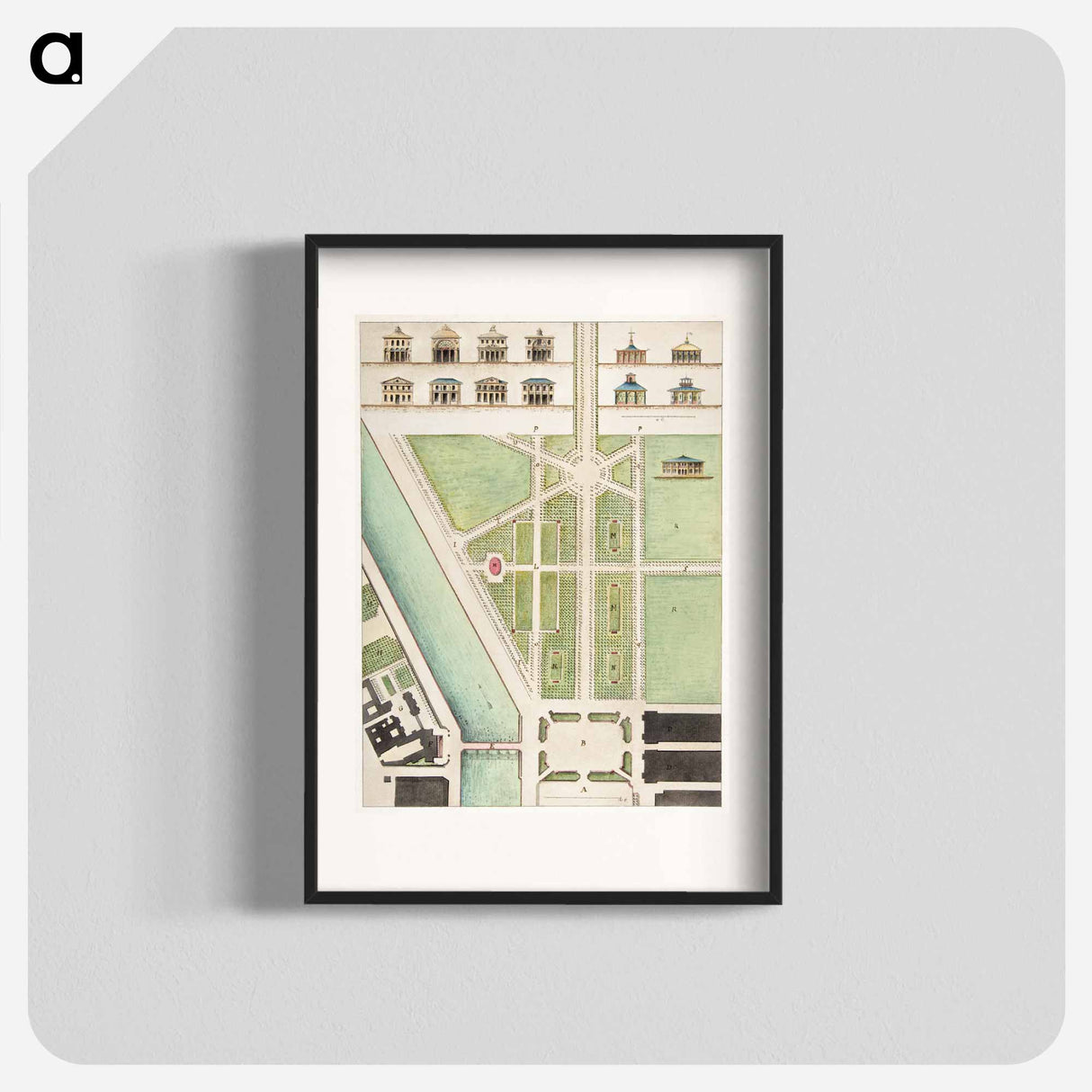 Jardin Public, Champs Elysées - アンティーク地図 Poster.
