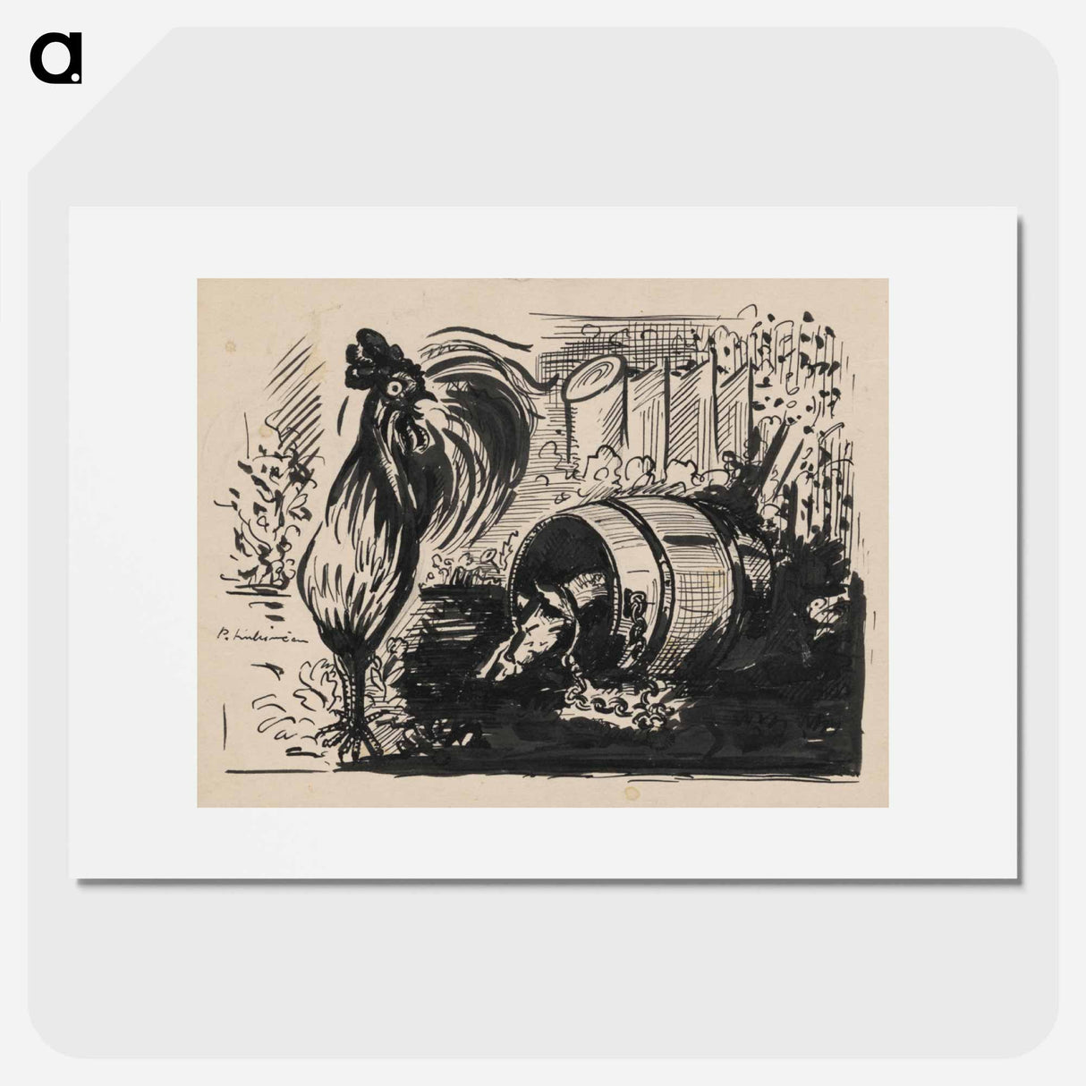 The cock and the dog - アーノルド ピーター ワイズ クビンチャン Poster.