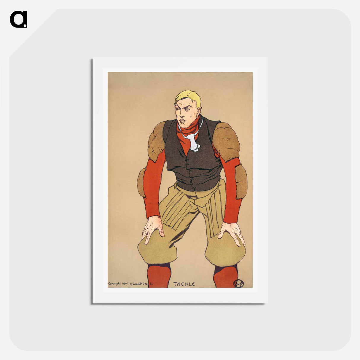 アートポストカード-American football player print in high resolution by Edward Penfield - エドワード ペンフィールド Postcard.