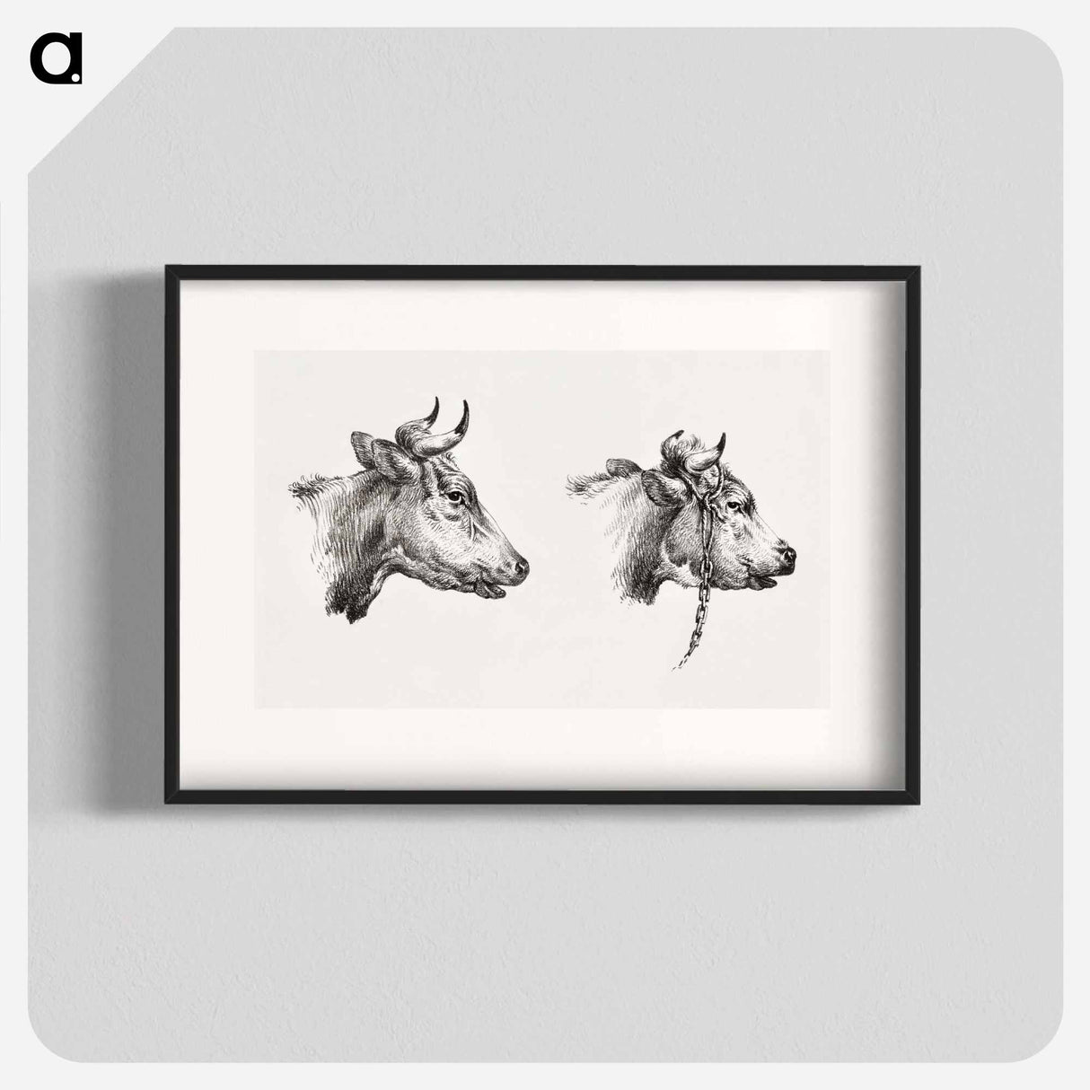 Two bull heads by Jean Bernard - ジャン ベルナール Poster.