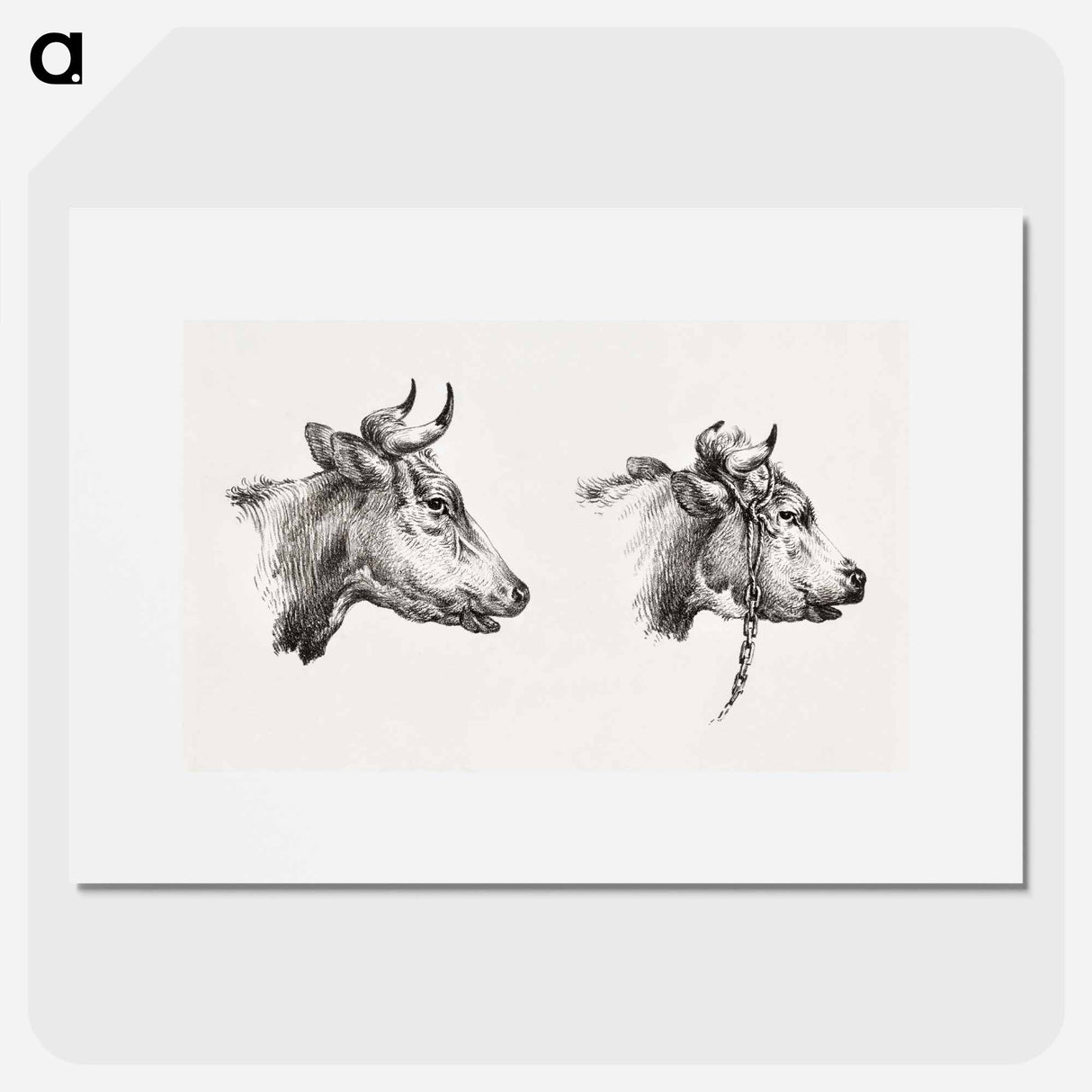 Two bull heads by Jean Bernard - ジャン ベルナール Poster.