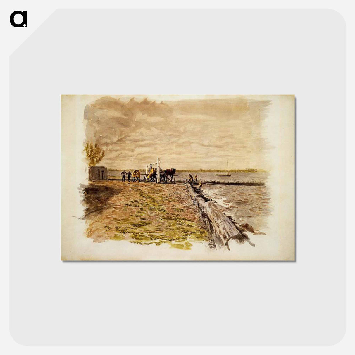 アートポストカード-Drawing the Seine - トーマス エイキンズ Postcard.