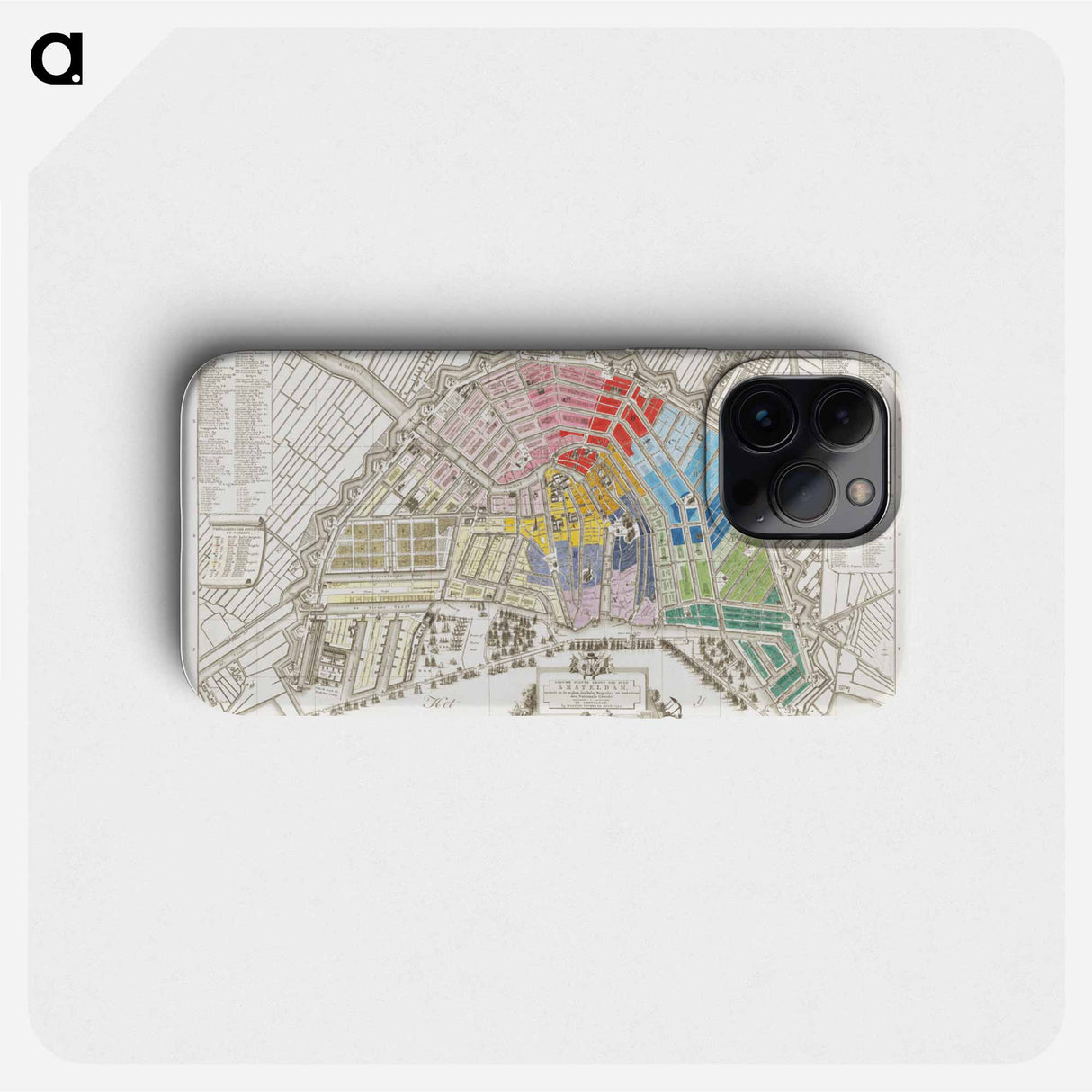Plattegrond van Amsterdam met verdeling in halve brigades en bataljons van de Nationale Garde - アンティーク地図 Phone Case.
