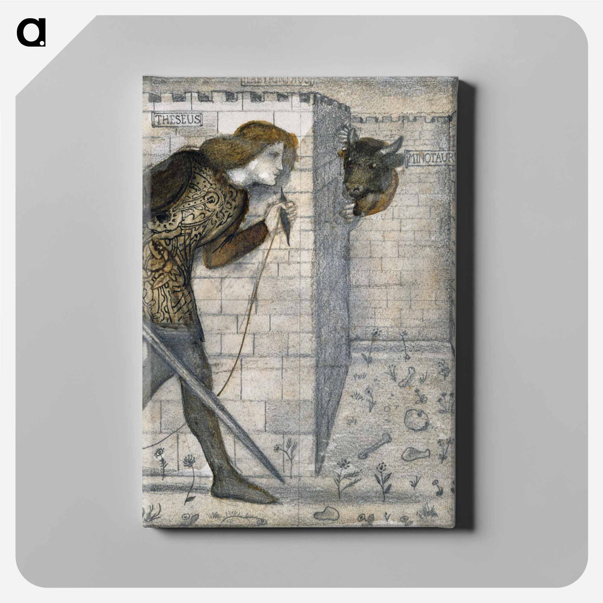 Tile Design - Theseus and the Minotaur in the Labyrinth - エドワード バーン ジョーンズ Canvas.