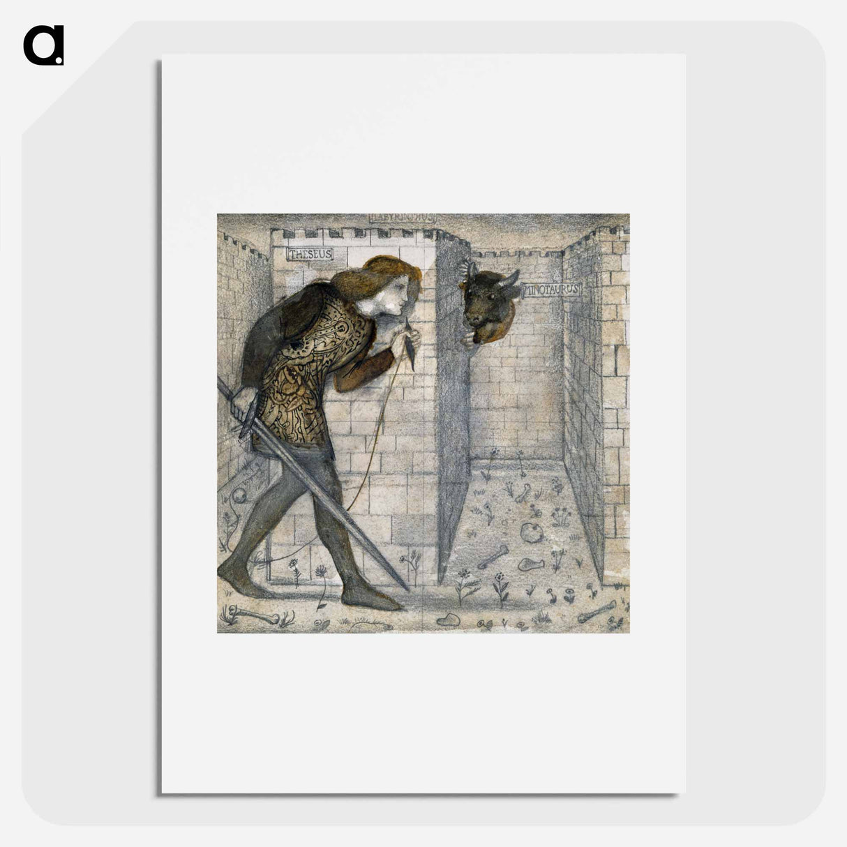 Tile Design - Theseus and the Minotaur in the Labyrinth - エドワード バーン ジョーンズ Poster.