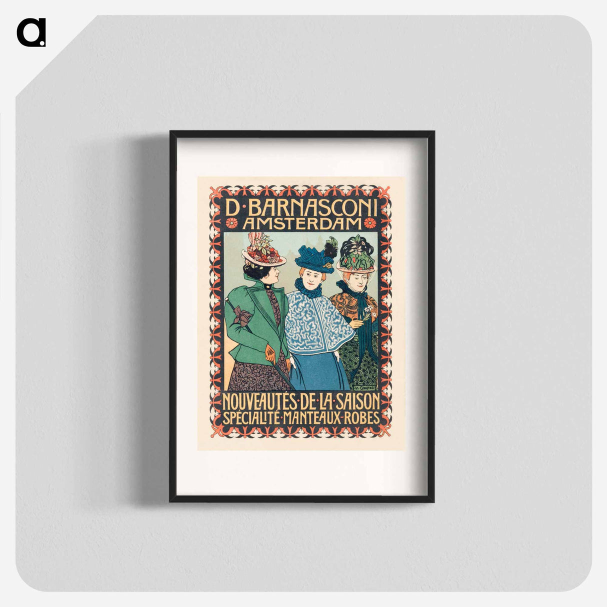 アートポスター-Advertentie van kledingzaak D; Barnasconi in Amsterdam by Johann Georg van Caspel - ヨハン ヘオルフ ファン カスペル Poster.