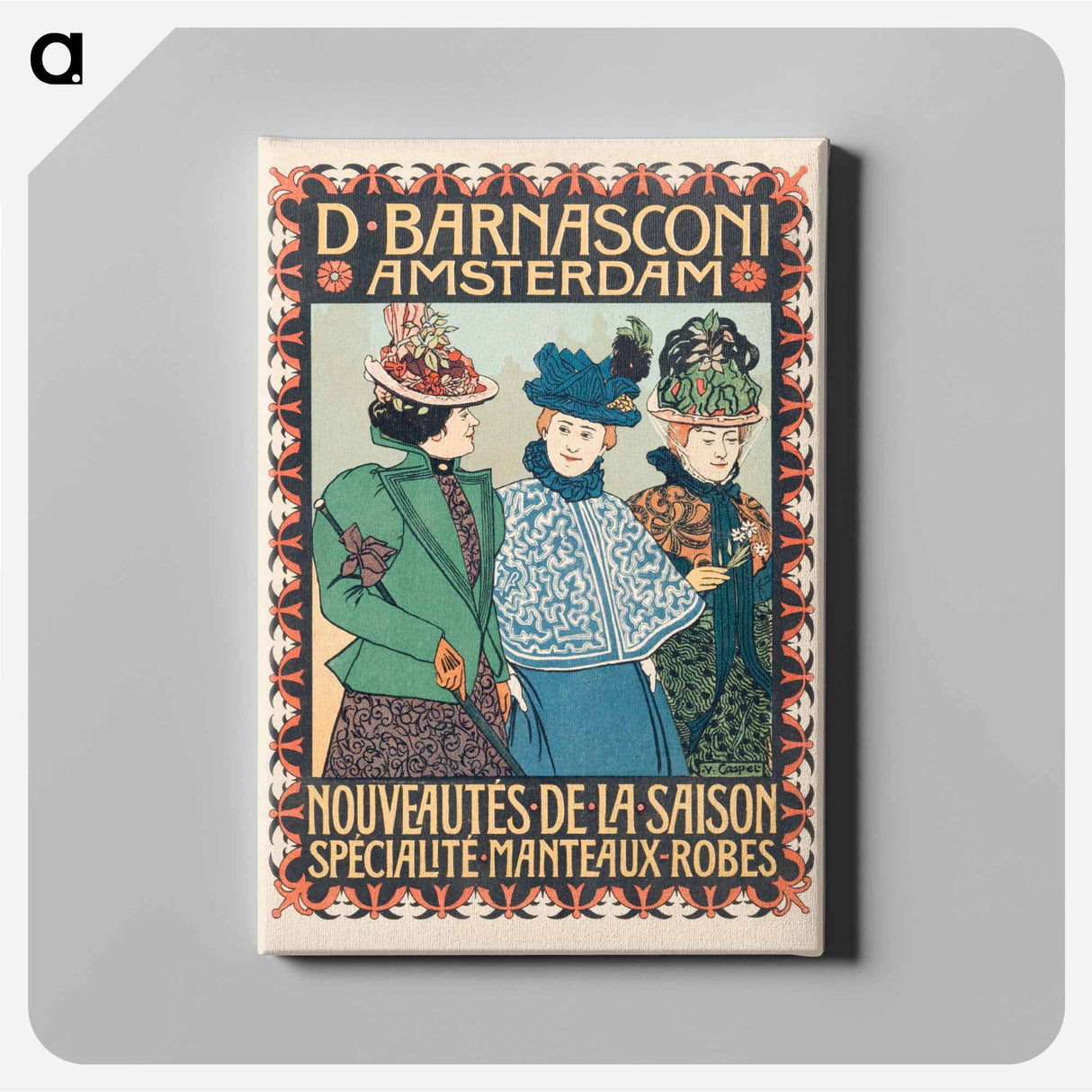 アートパネル-Advertentie van kledingzaak D; Barnasconi in Amsterdam by Johann Georg van Caspel - ヨハン ヘオルフ ファン カスペル Canvas.