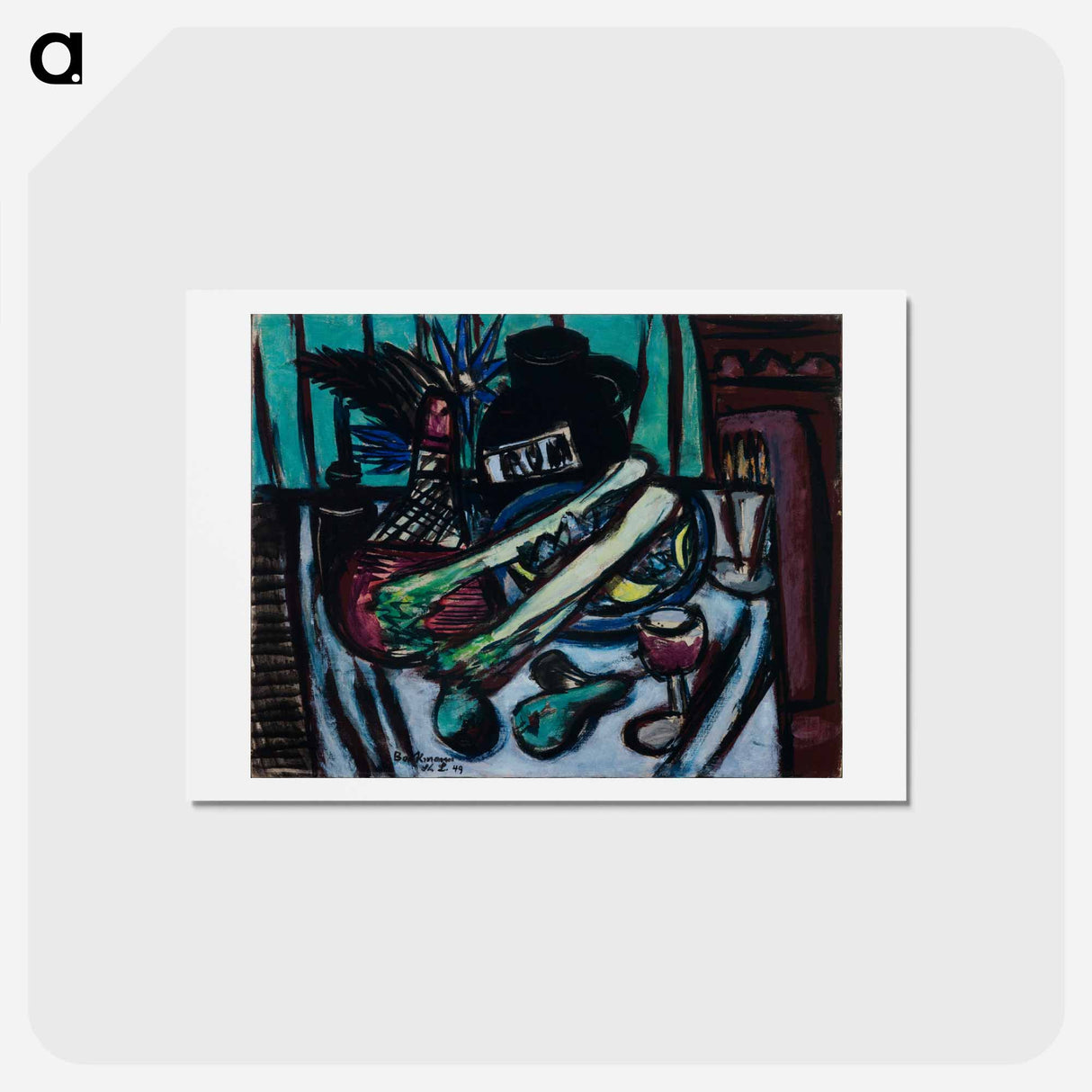 アートポストカード-Still Life with Chianti Bottle and Celery
- マックス ベックマン Postcard.