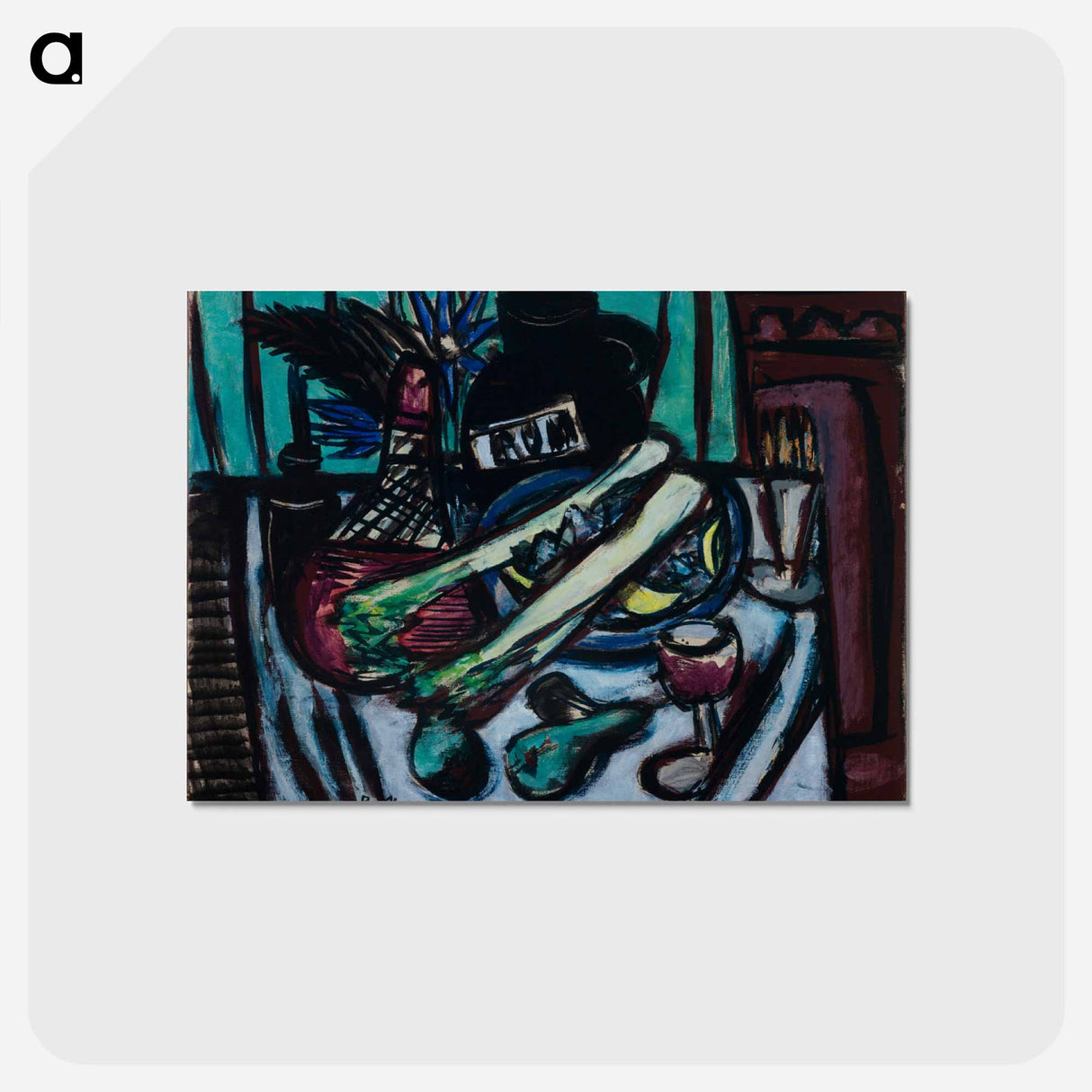アートポストカード-Still Life with Chianti Bottle and Celery
- マックス ベックマン Postcard.