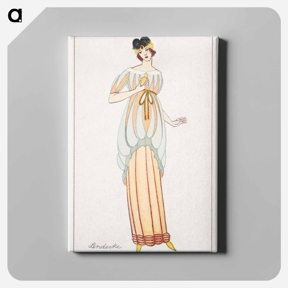 Woman in anklelength tubular dress - オットー フリードリヒ カール レンデッケ Canvas.