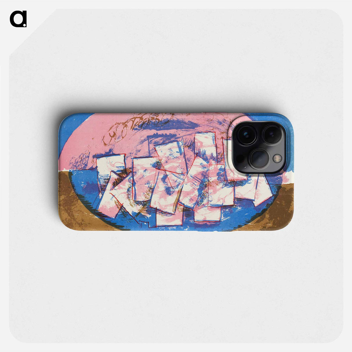 Blue and pink ellipse with squares on brown and blue background - ヴィルヘルム ルンドストローム Phone Case.