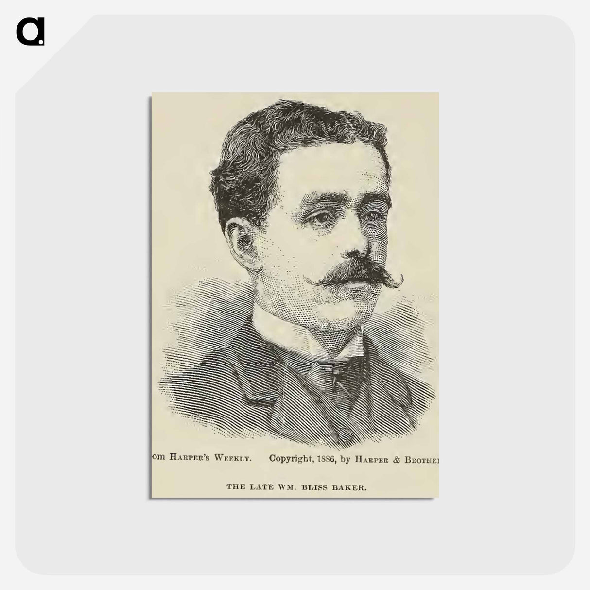 "The Late Wm. Bliss Baker", engraving first published in Harper's Weekly, 1886. - ウィリアム ブリス ベイカー Postcard.
