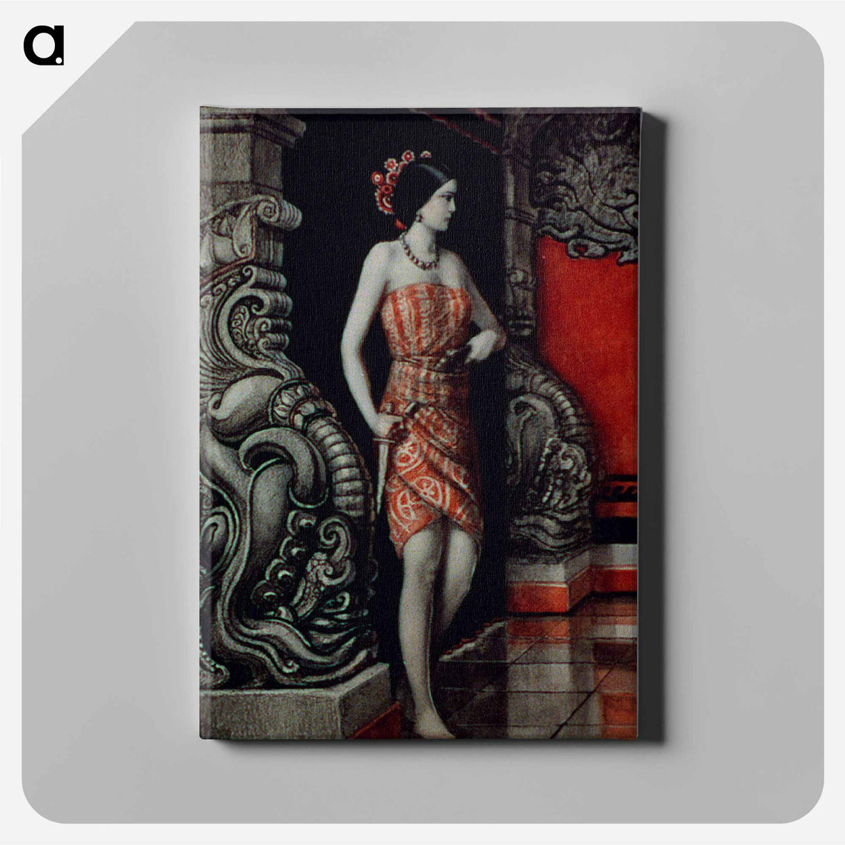 As she came forward, one hand on a pistol, the other on her dagger - Wladyslaw Theodor Benda Canvas.