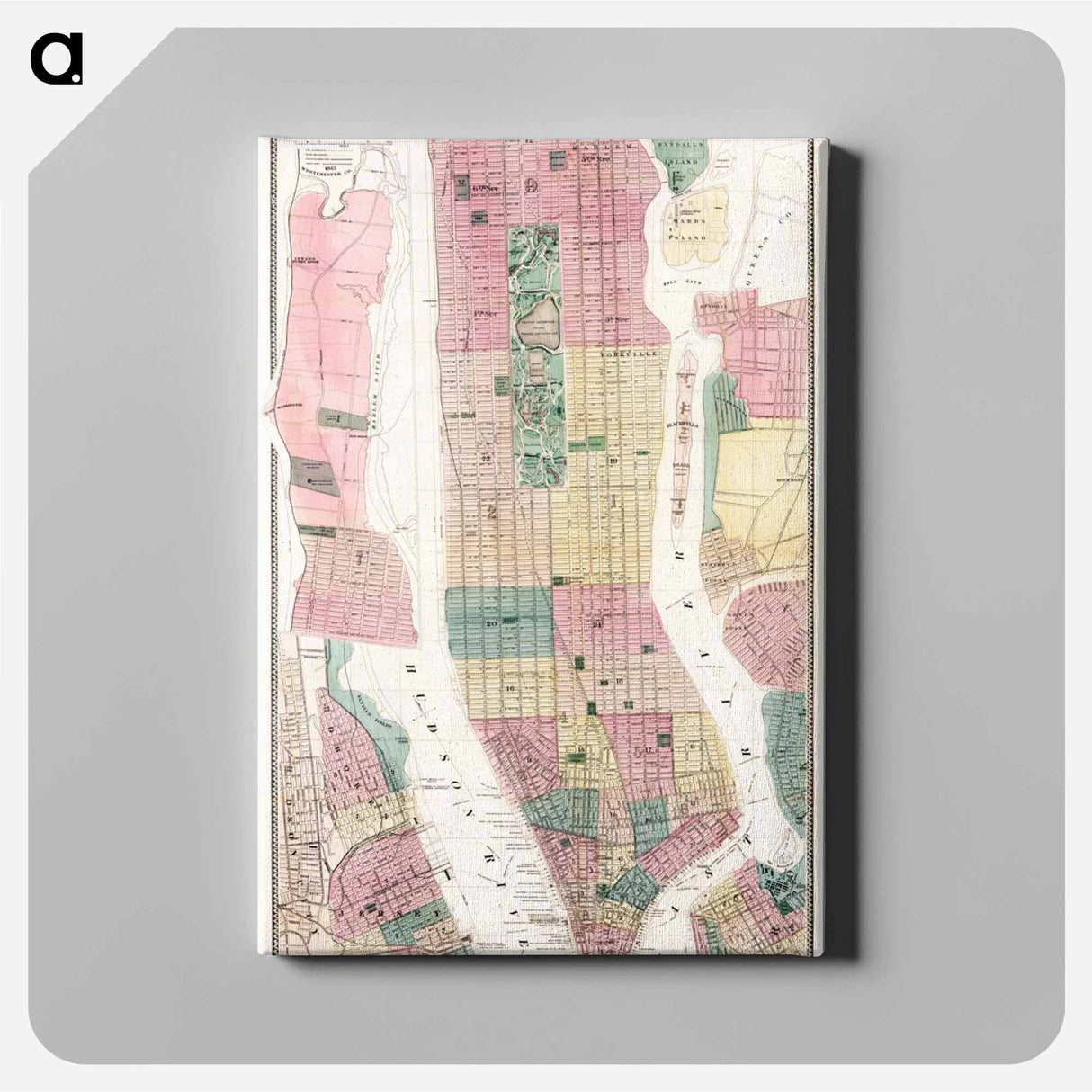 Map of New York and Vicinity - アンティーク地図 Canvas.