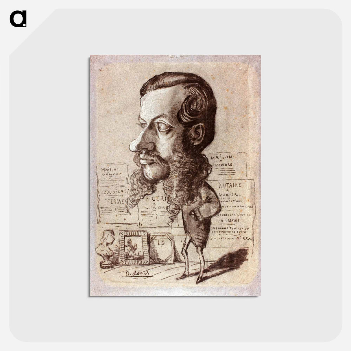 アートポストカード-Caricature of Léon Manchon - クロード モネ Postcard.