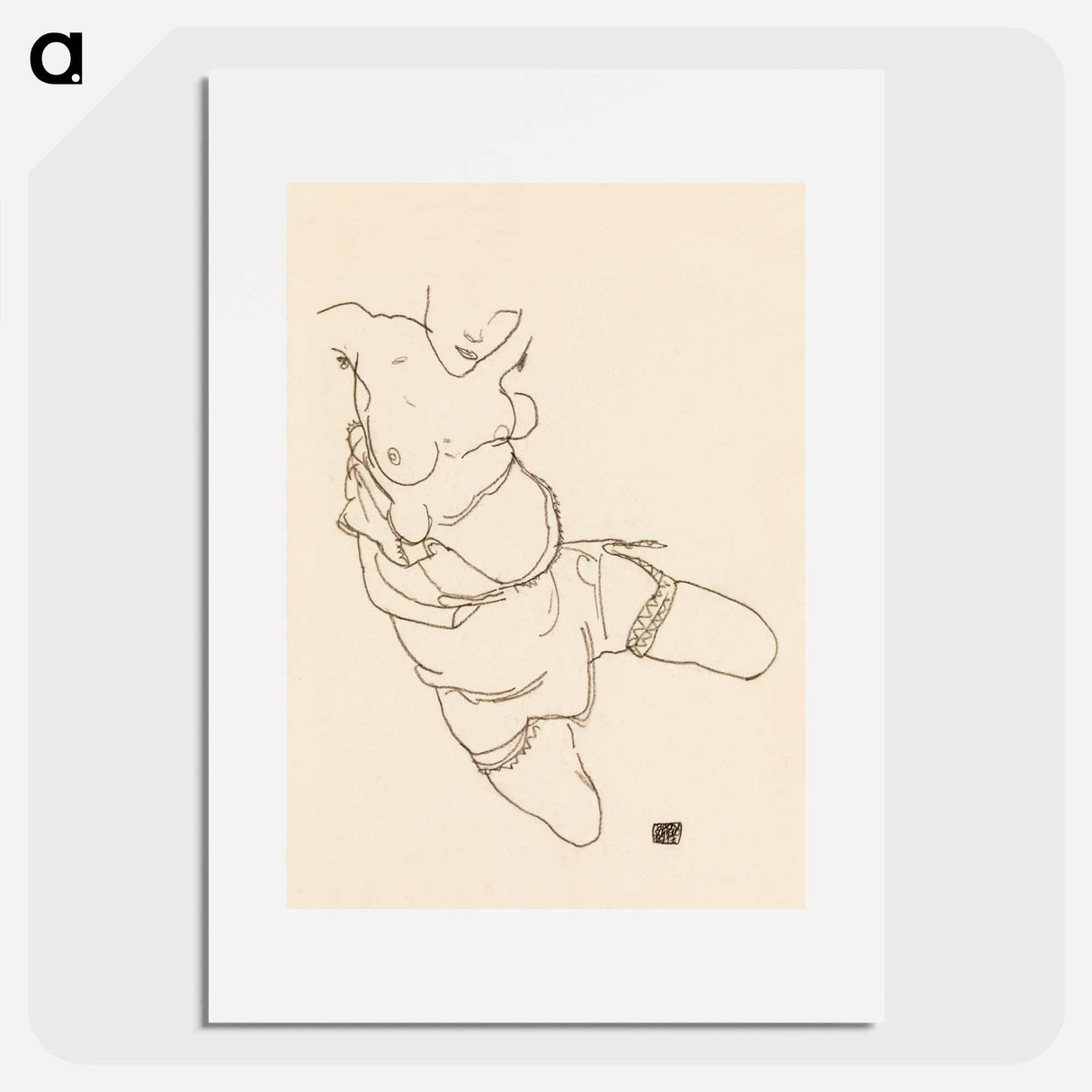 Semi-Dressed Model - Egon Schiele Poster.