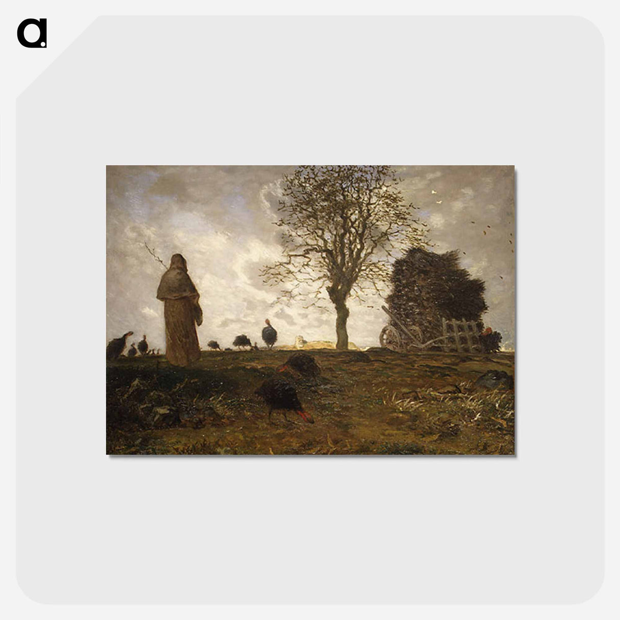アートポストカード-Autumn Landscape with a Flock of Turkeys - ジャン フランソワ ミレー Postcard.