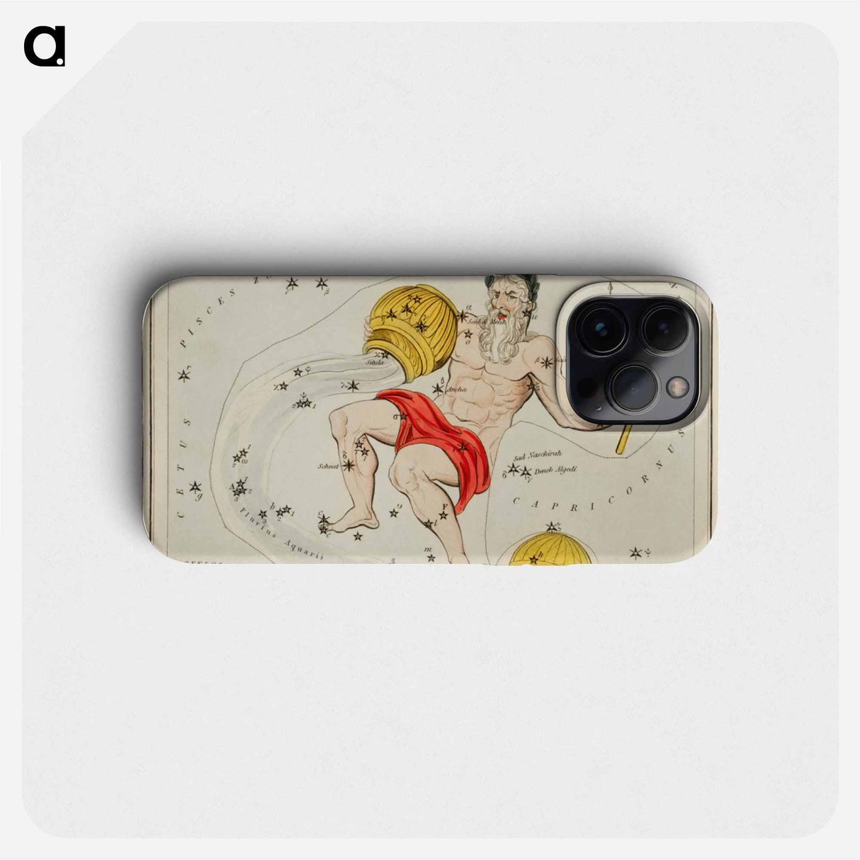 Sidney Hall’s astronomical chart illustration of the zodiacs Aquaris, Piscis Australis and Ballon Aerostatique - アンティーク地図 Phone Case.