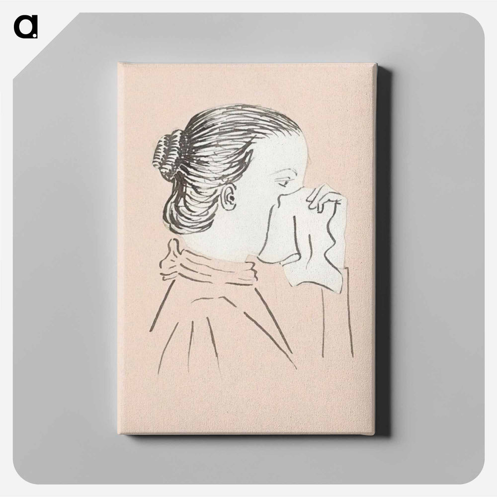 Head of a woman with a handkerchief against her nose - Julie de Graag Canvas.