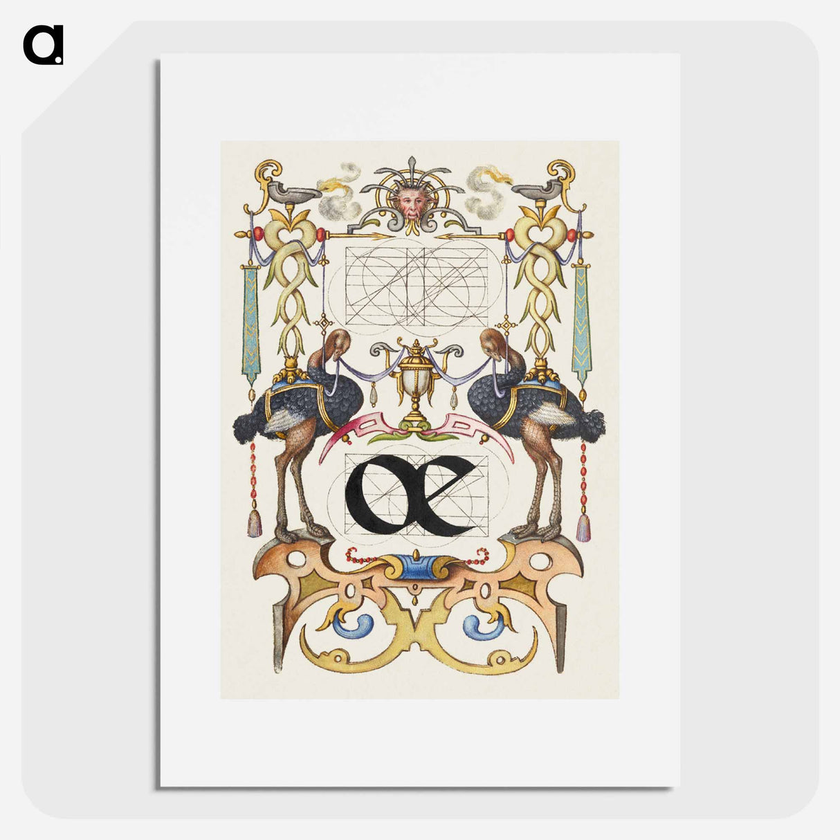 アートポスター-Guide for Constructing the Ligature oe from Mira Calligraphiae Monumenta or The Model Book of Calligraphy
- 書道のお手本 Poster.