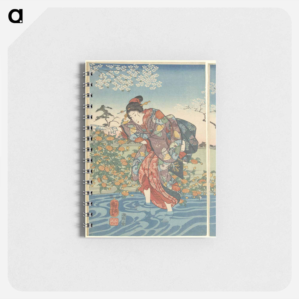 De Ide Tama rivier in de provincie Yamashiro - 歌川 国芳 Memo.