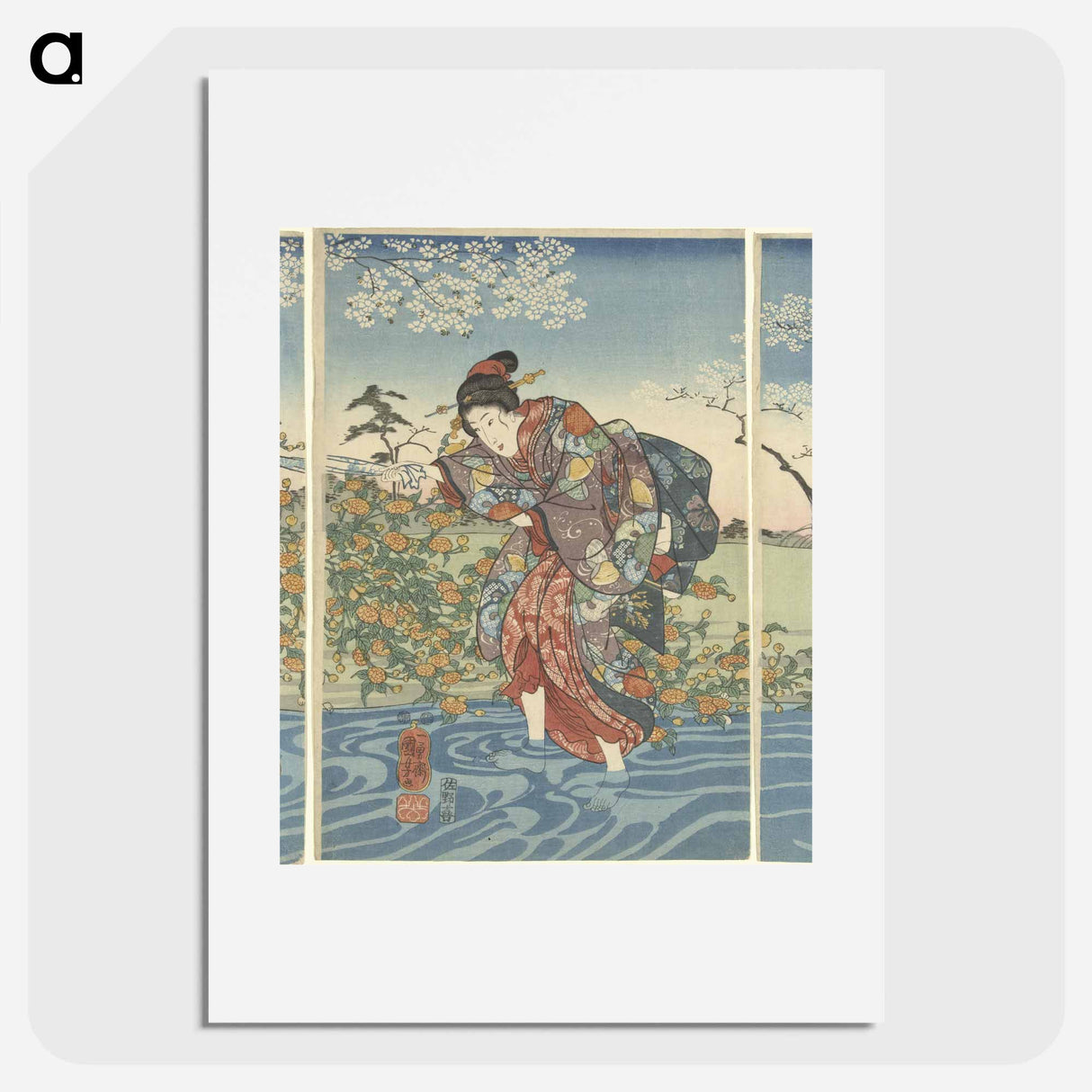 アートポスター-De Ide Tama rivier in de provincie Yamashiro - 歌川 国芳 Poster.