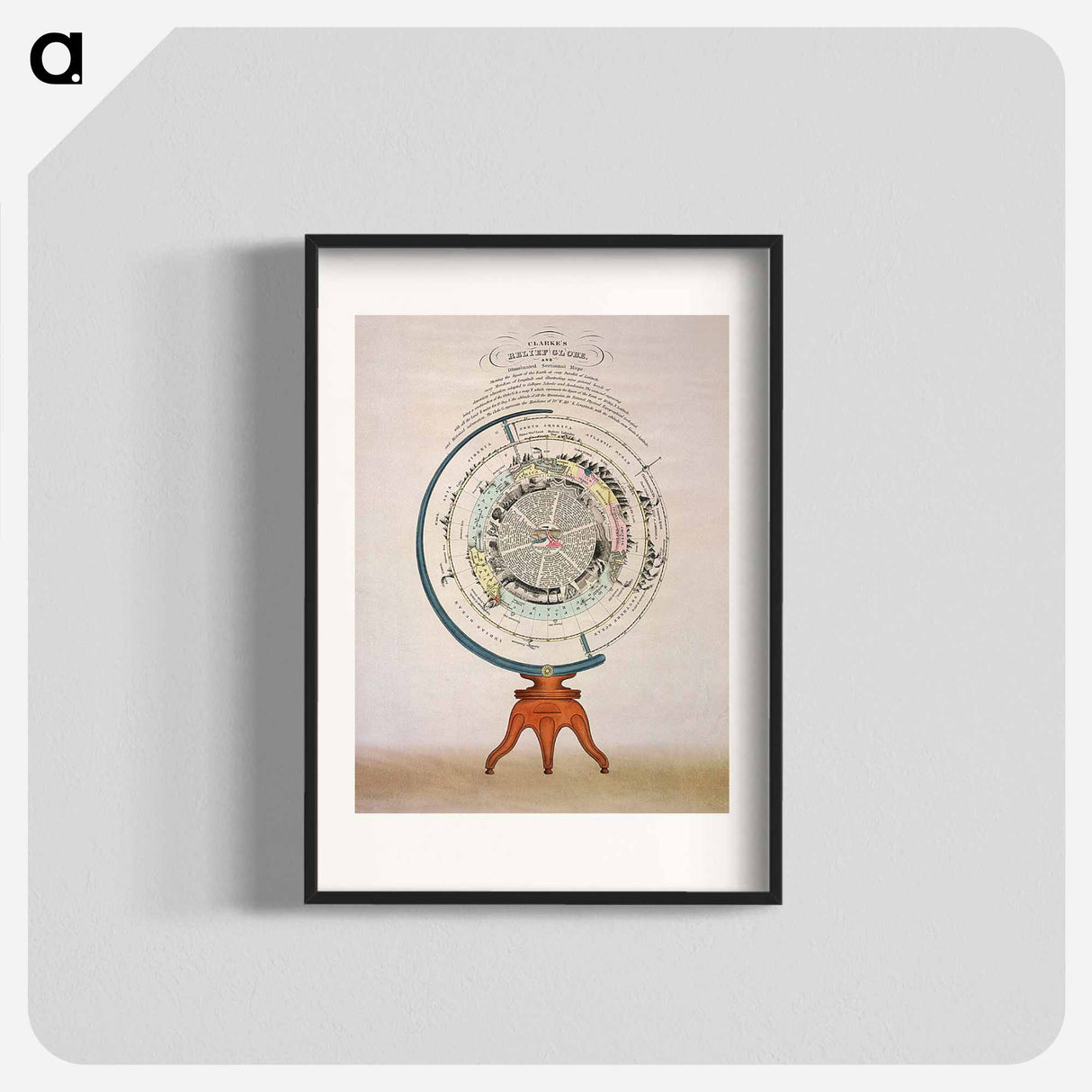 Clarke's Relief Globe - アンティーク地図 Poster.