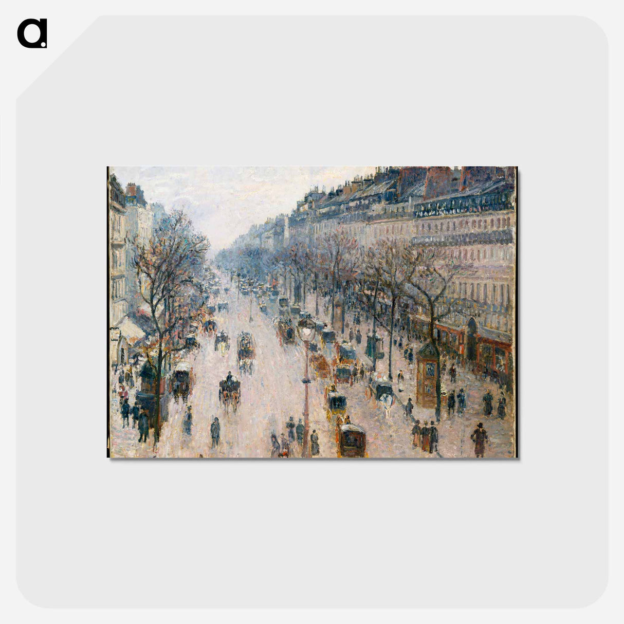 アートポストカード-The Boulevard Montmartre on a Winter Morning - カミーユ ピサロ Postcard.
