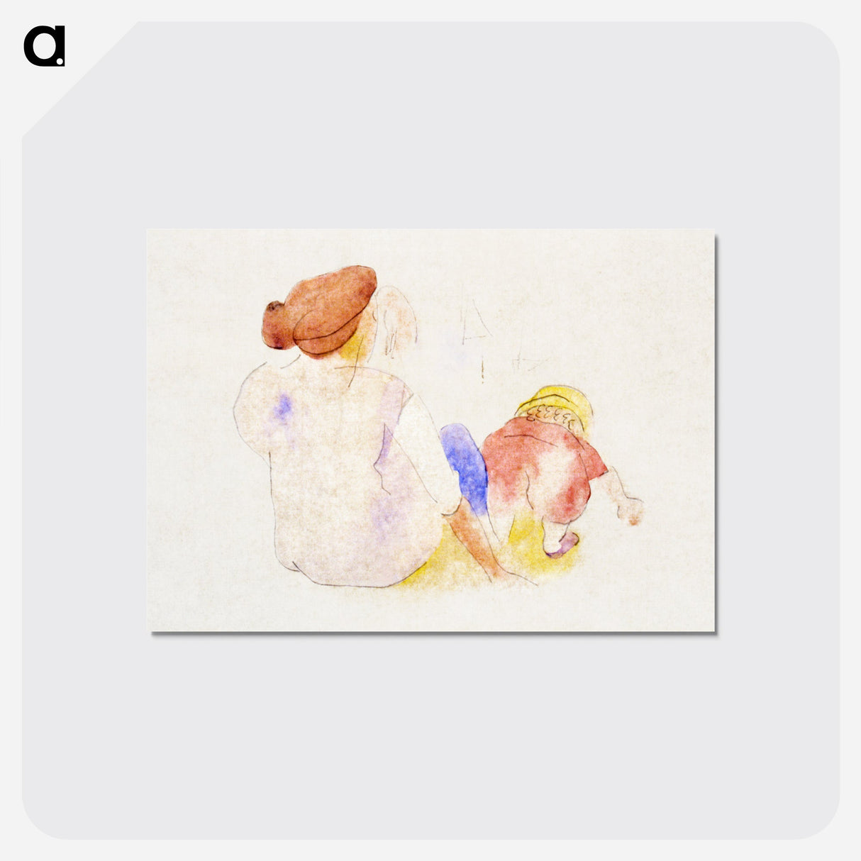 Woman with Child in Red Suit - チャールズ デムス Postcard.