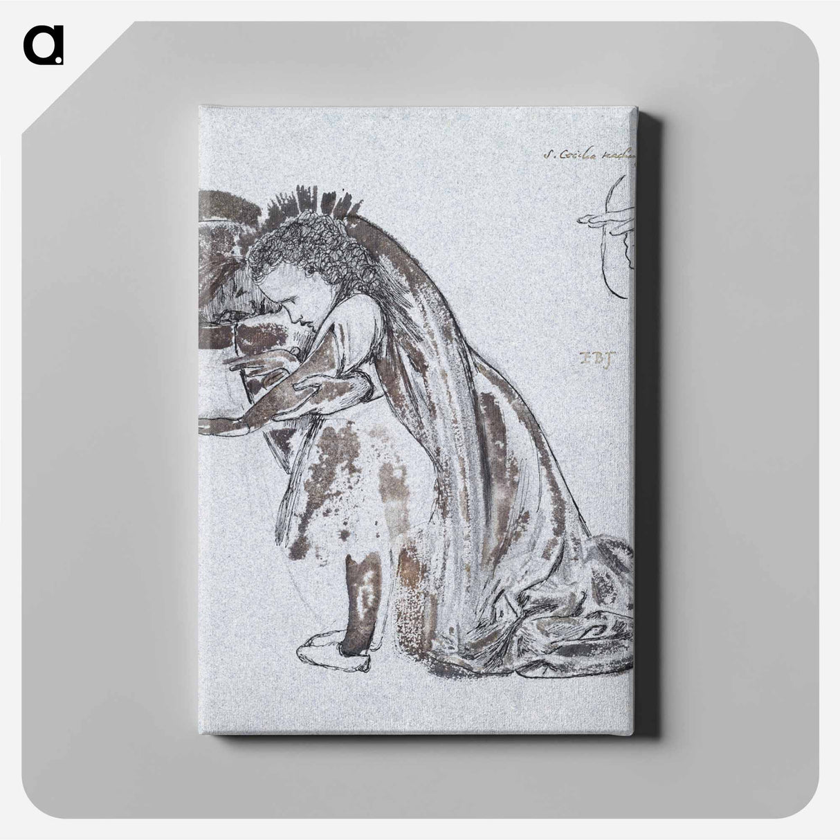 Study of St Cecilia Teaching St Frideswide - エドワード バーン ジョーンズ Canvas.