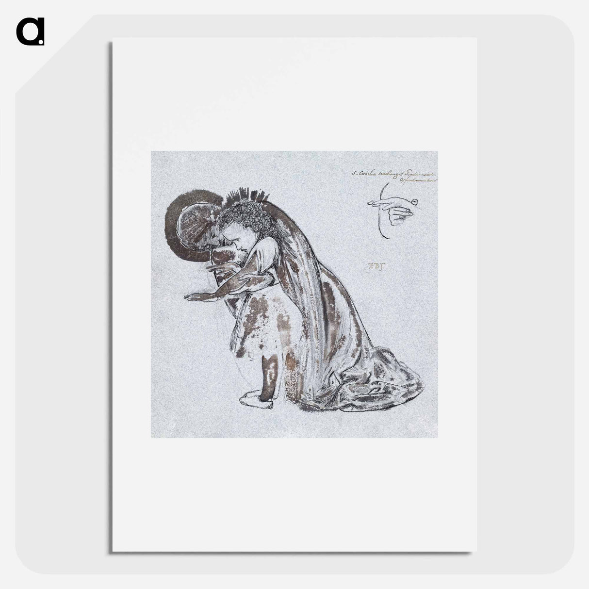 Study of St Cecilia Teaching St Frideswide - エドワード バーン ジョーンズ Poster.