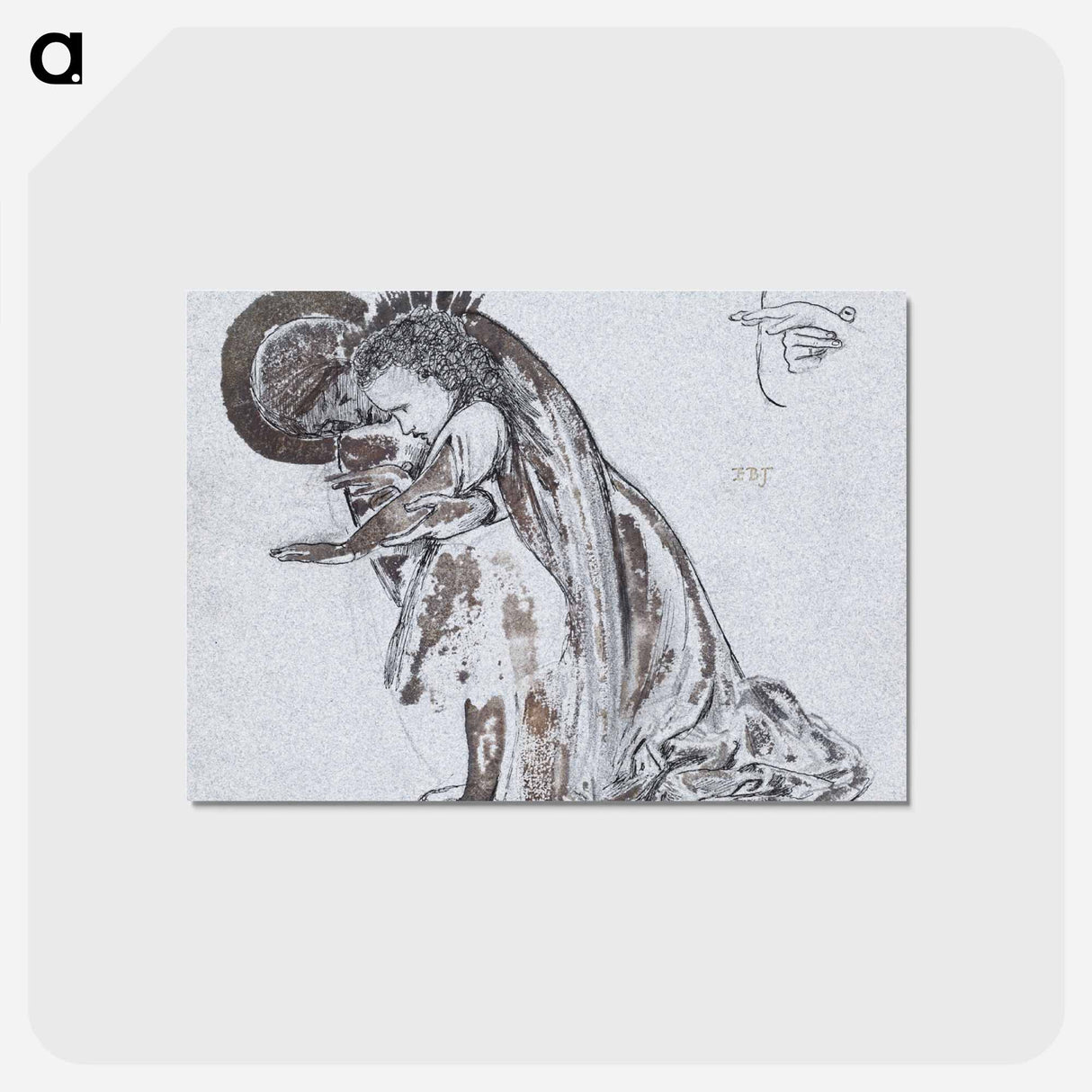 アートポストカード-Study of St Cecilia Teaching St Frideswide - エドワード バーン ジョーンズ Postcard.