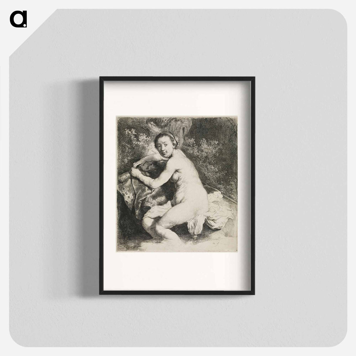 Nude Woman with Round Face and Full Figure - レンブラント ファン レイン Poster.