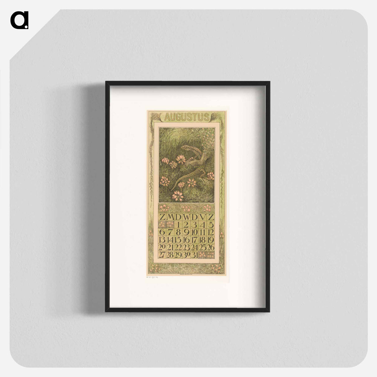 Calendar of Augustus meets hagedis en dopheide - Theo van Hoytema Poster.