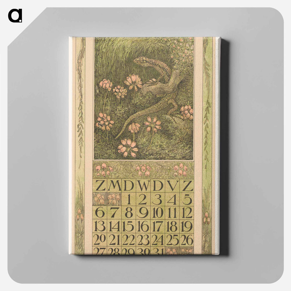Calendar of Augustus met hagedis en dopheide - Theo van Hoytema Canvas.