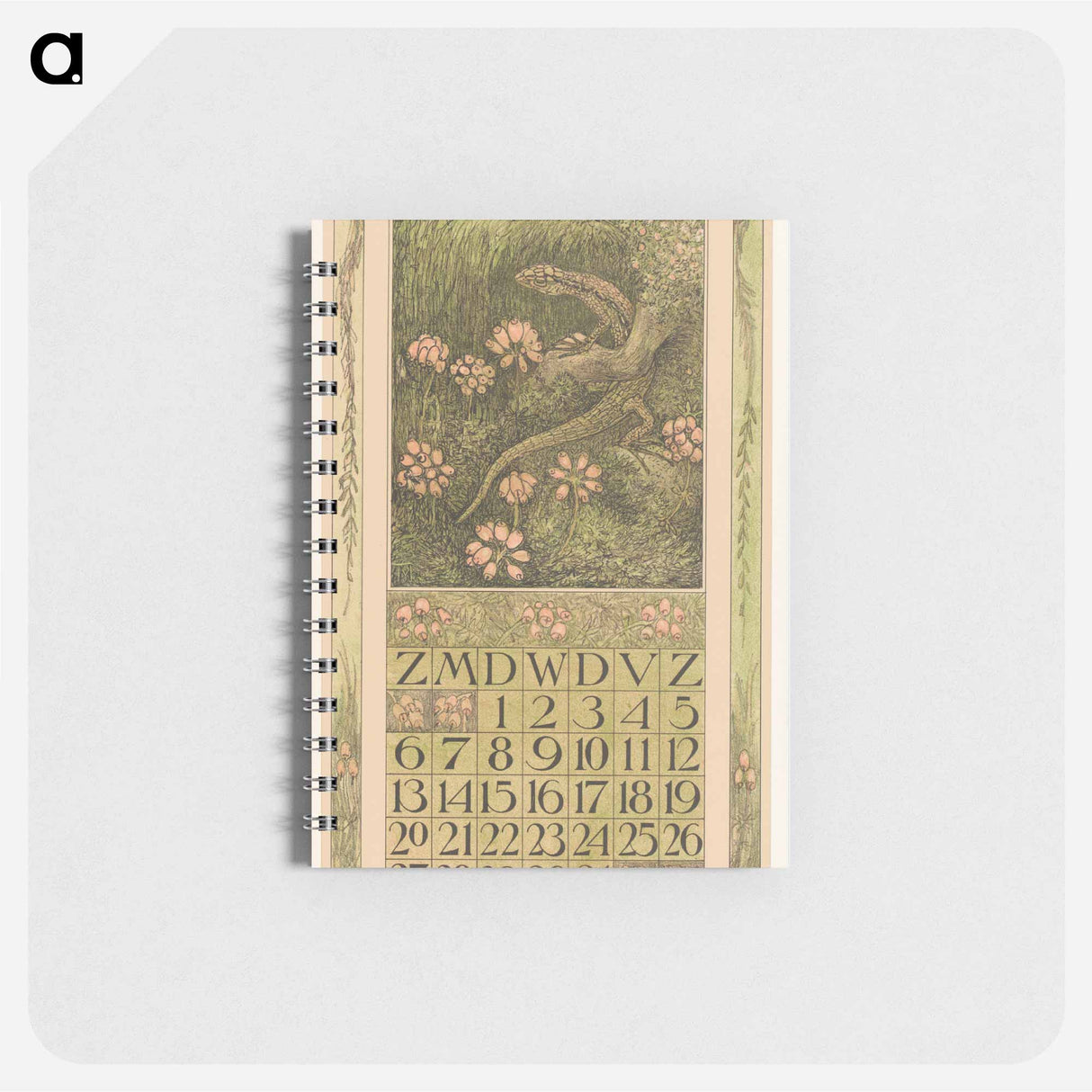 Kalenderblad augustus met hagedis en dopheide - テオ ヴァン ホイテマ Memo.