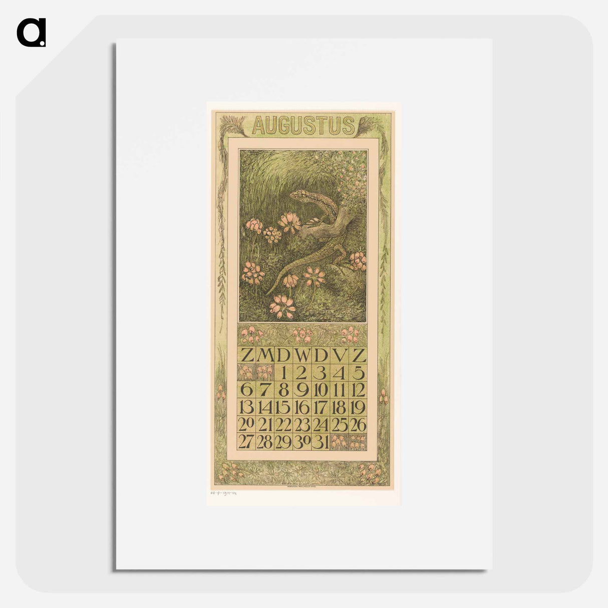 Calendar of Augustus meets hagedis en dopheide - Theo van Hoytema Poster.