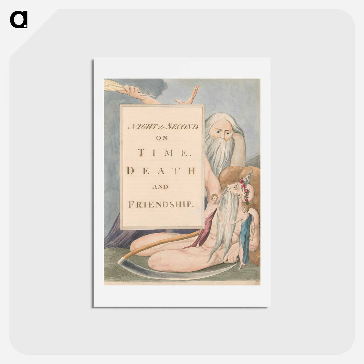 アートポストカード-Young's Night Thoughts, Page 17, "Night the Second, on Time, Death and Friendship" - ウィリアム ブレイク Postcard.