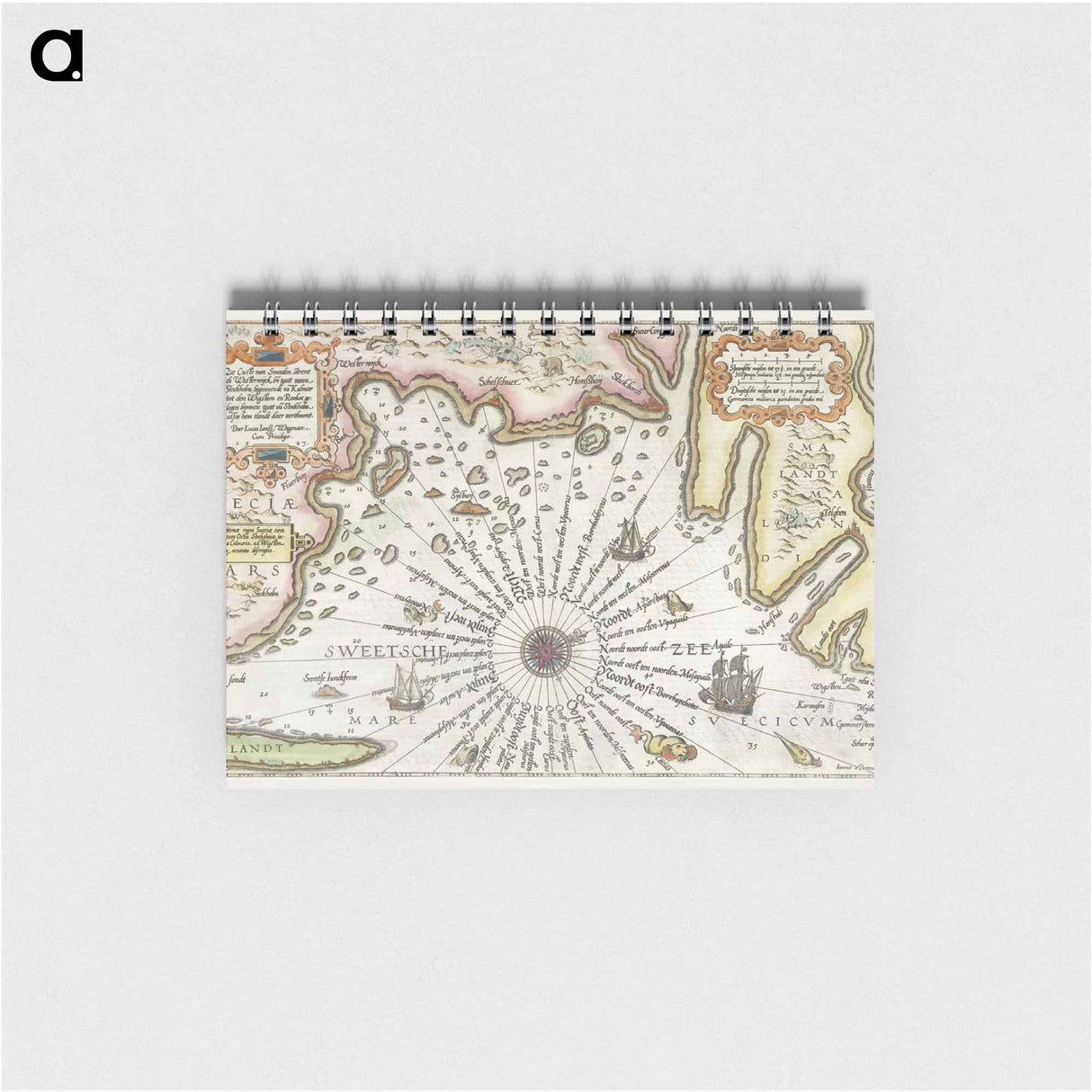 Kaart van de kust van Zweden tussen Kalmar en Stockholm - アンティーク地図 Memo.