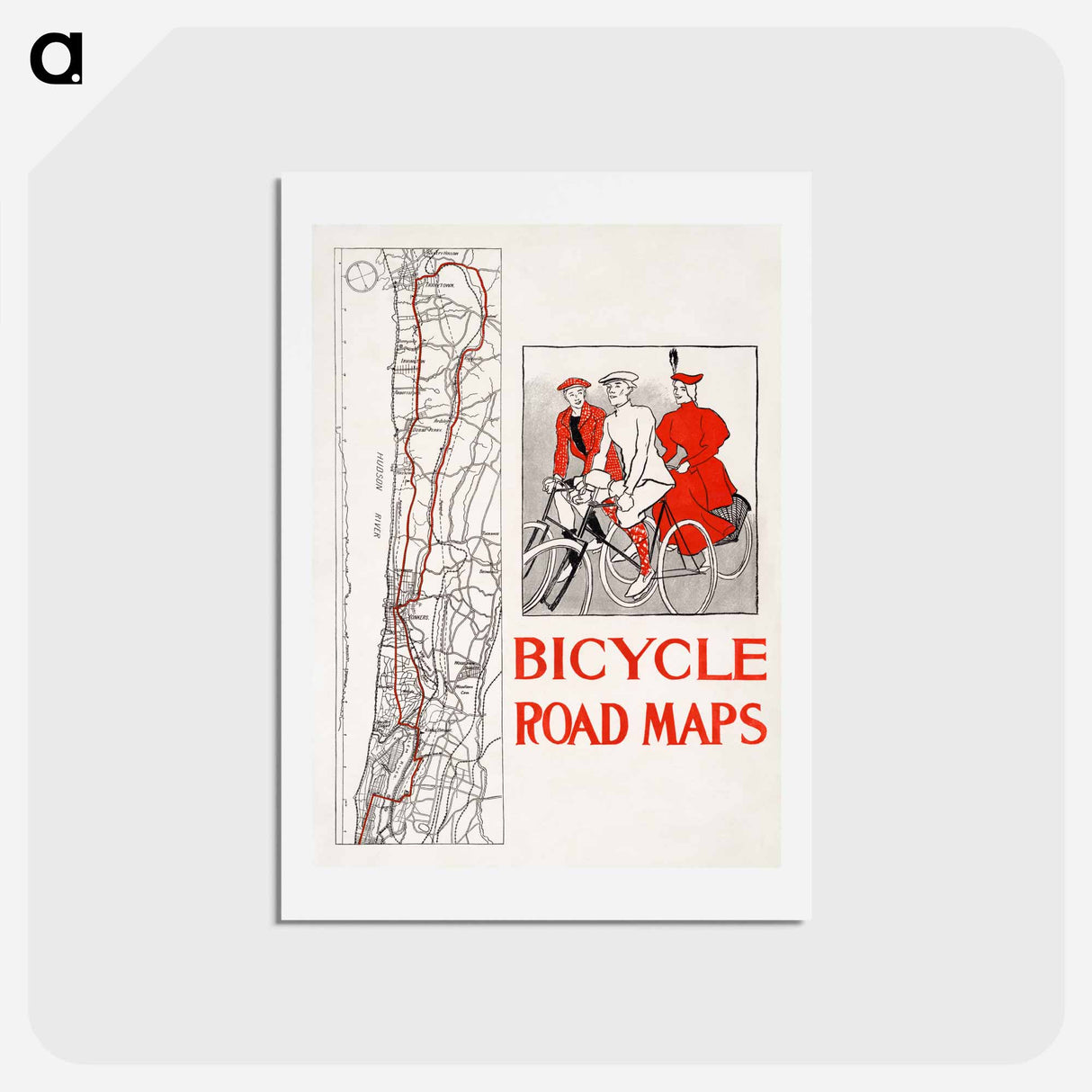 アートポストカード-Bicycle road maps print in high resolution by Edward Penfield - エドワード ペンフィールド Postcard.