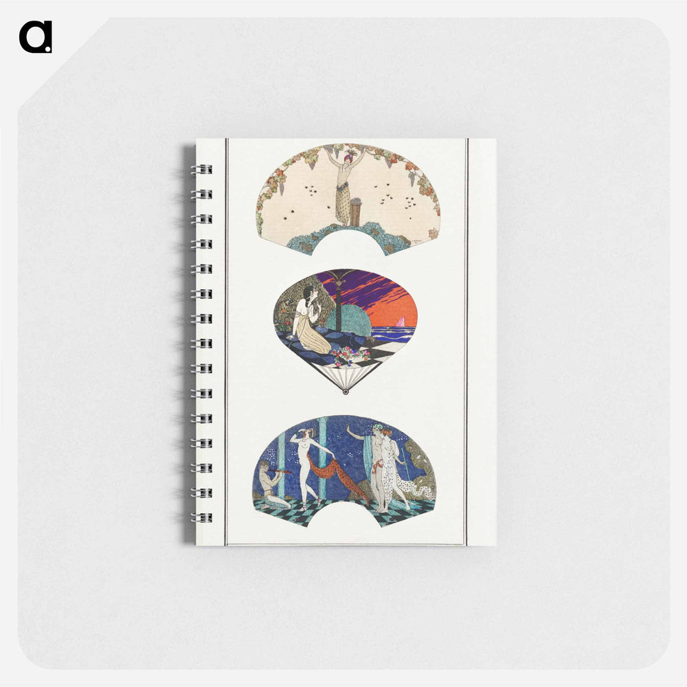 Costumes Parisiens, No. 42: Eventails de Paquin from Journal des Dames et des Modes - ジョルジュ バルビエ Memo.