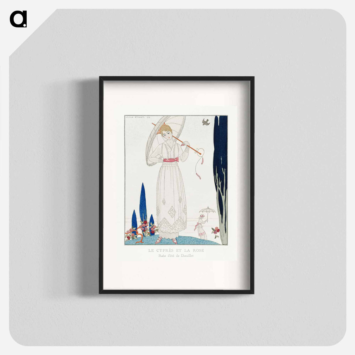 The cypress and the rose: Summer dress by Doeuillet from Gazette du Bon Ton No. 7 Pl. 70 fashion illustration in high resolution by . Original from The Rijksmuseum. Digitally enhanced by rawpix - ジョージ バービエ Poster.