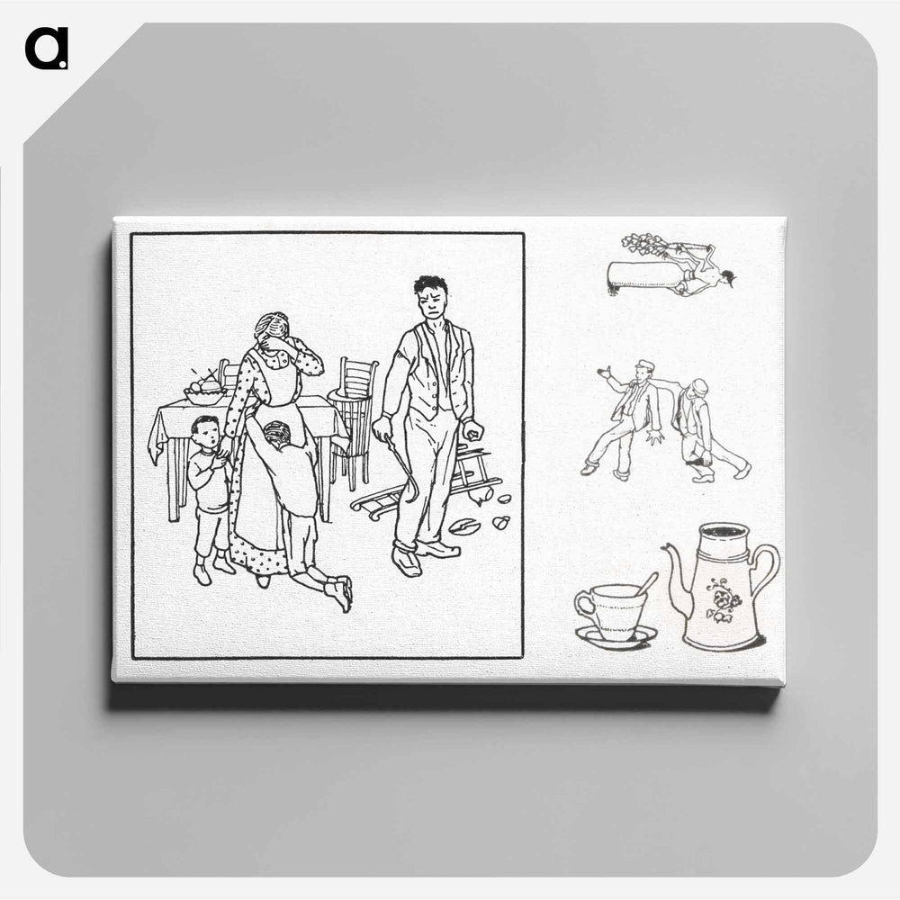 Woodcut icons of a family - Julie de Graag Canvas.