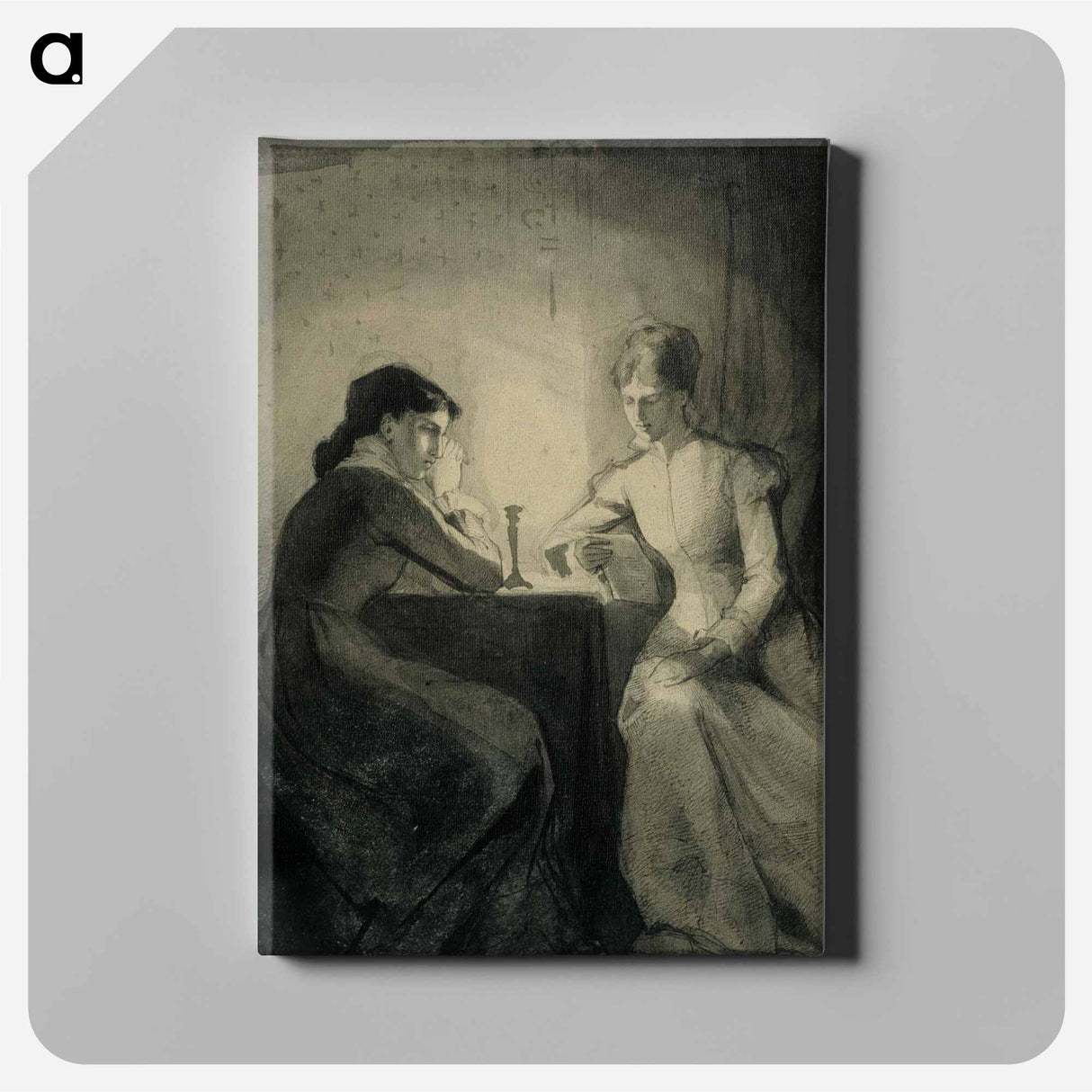 Augusta lukee kapteenin rouvalle, harjoitelma runebergin jouluillan kuvitusta varten - アルバート エーデルフェルト Canvas.