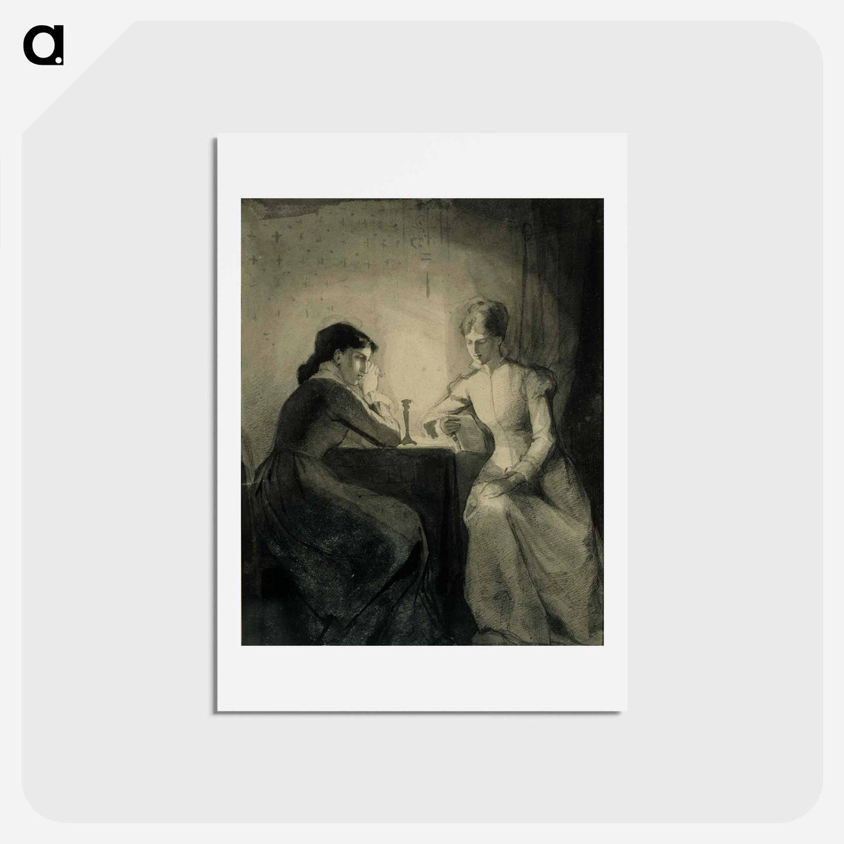 Augusta lukee kapteenin rouvalle, harjoitelma runebergin jouluillan kuvitusta varten - アルバート エーデルフェルト Postcard.