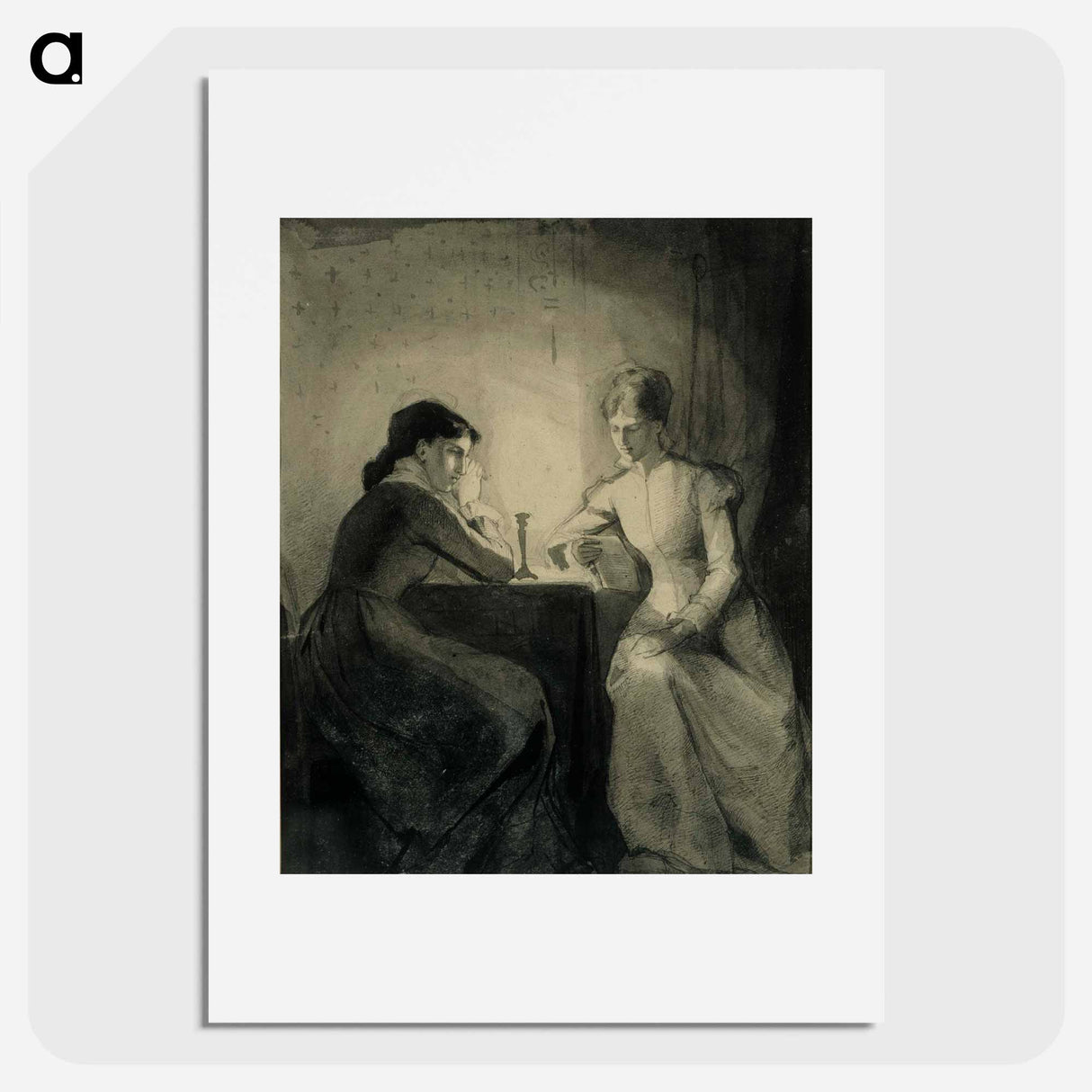 Augusta lukee kapteenin rouvalle, harjoitelma runebergin jouluillan kuvitusta varten - アルバート エーデルフェルト Poster.